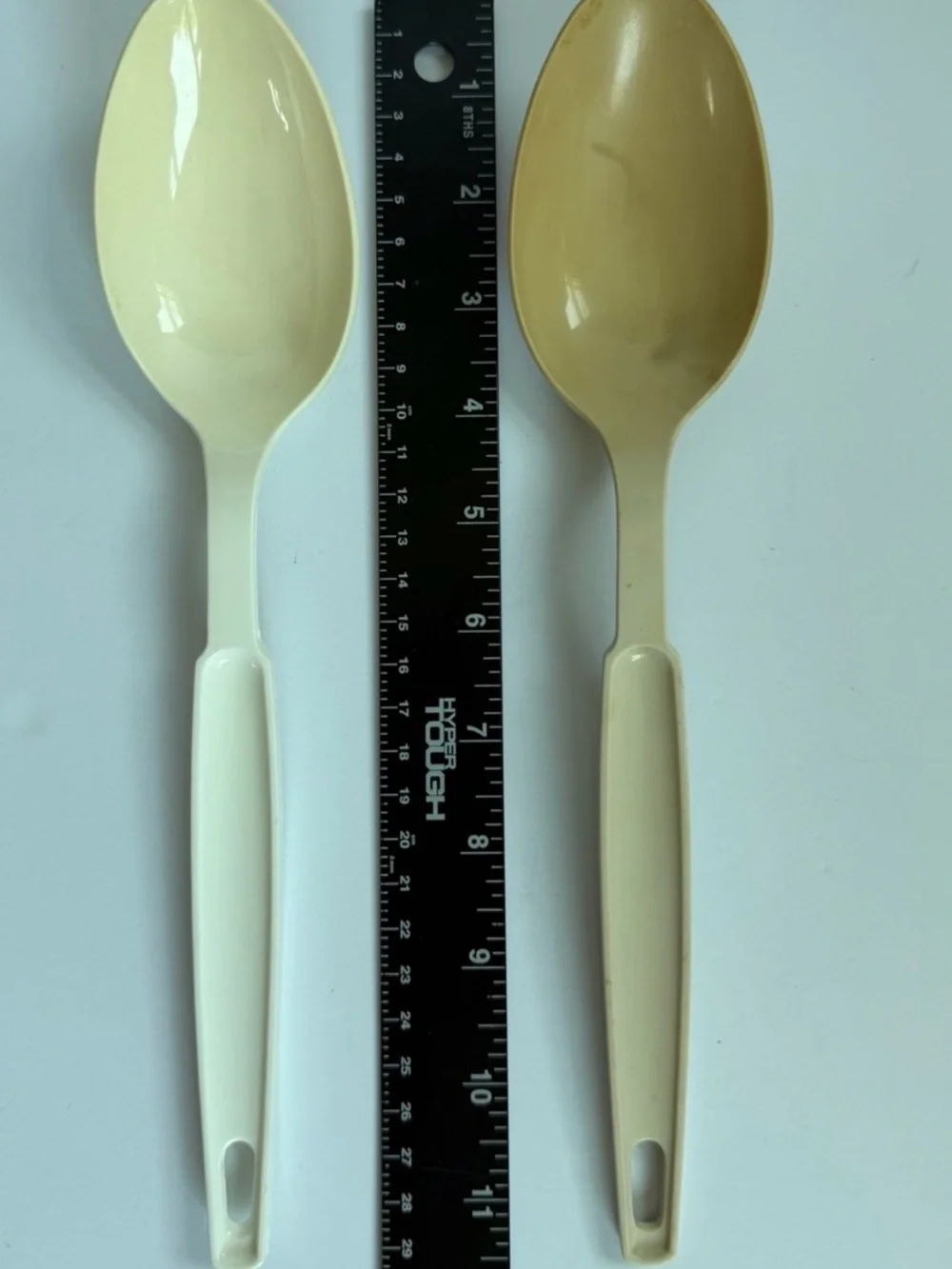 Vintage EKCO USA Nylon Plastic Mixing Serving Spoons Set Of 2 Cream Beige 12